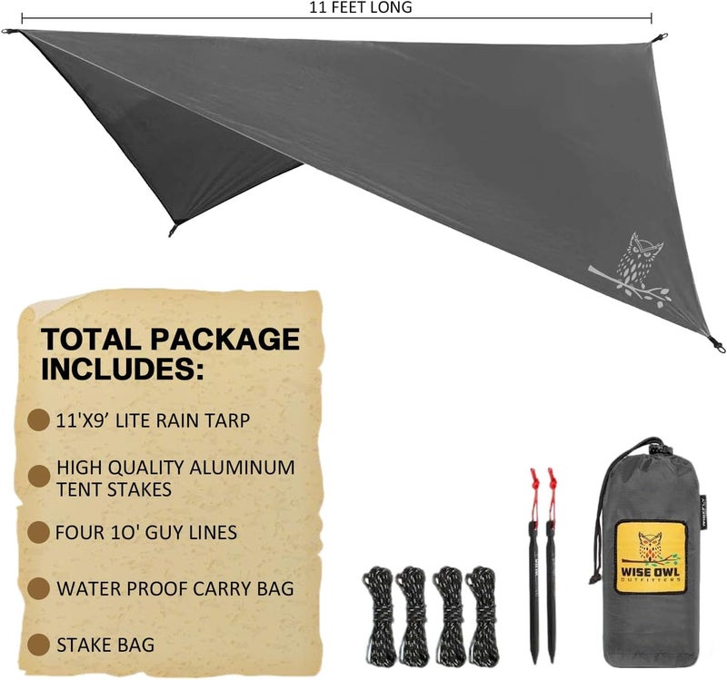 WINKAURA Hammock Tarp - Rain Tarp for Camping Hammock Tent 11 x 9 ft-Camping Gear Must Haves w/Easy Set Up Including Tent Stakes and Carry Bag - Image 2